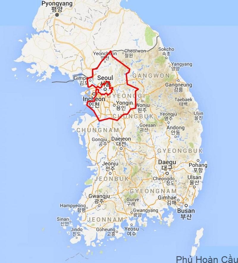 Bản đồ tỉnh Gyeonggi Hàn Quốc